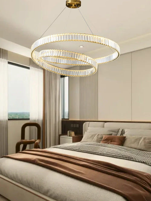 suspension led moderne en cristal design élégant et réglable - vue 5 sur 9