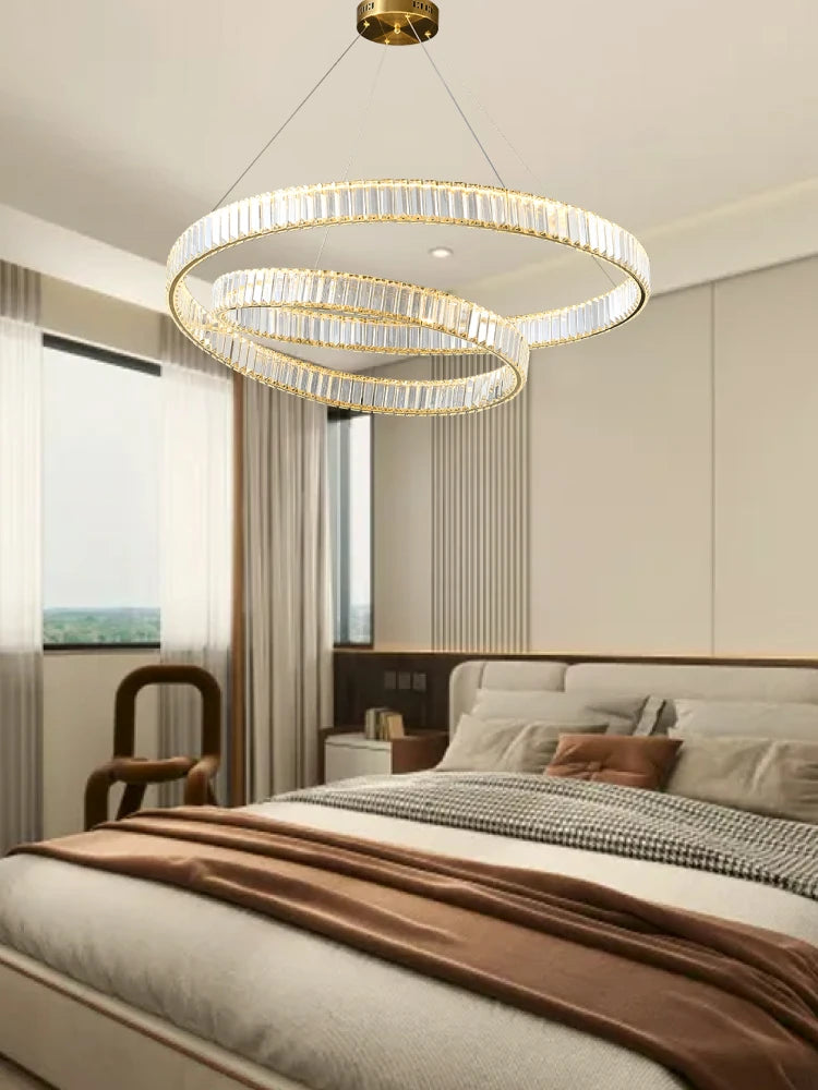 suspension led moderne en cristal design élégant et réglable - vue 4 sur 9
