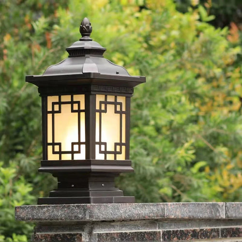 lampadaire extérieur classique éclairage led étanche pour jardin rétro - vue 4 sur 10