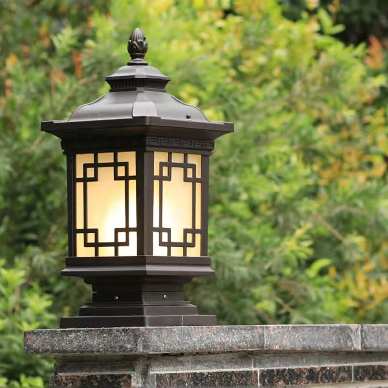 lampadaire extérieur classique éclairage led étanche pour jardin rétro - vue 4 sur 10