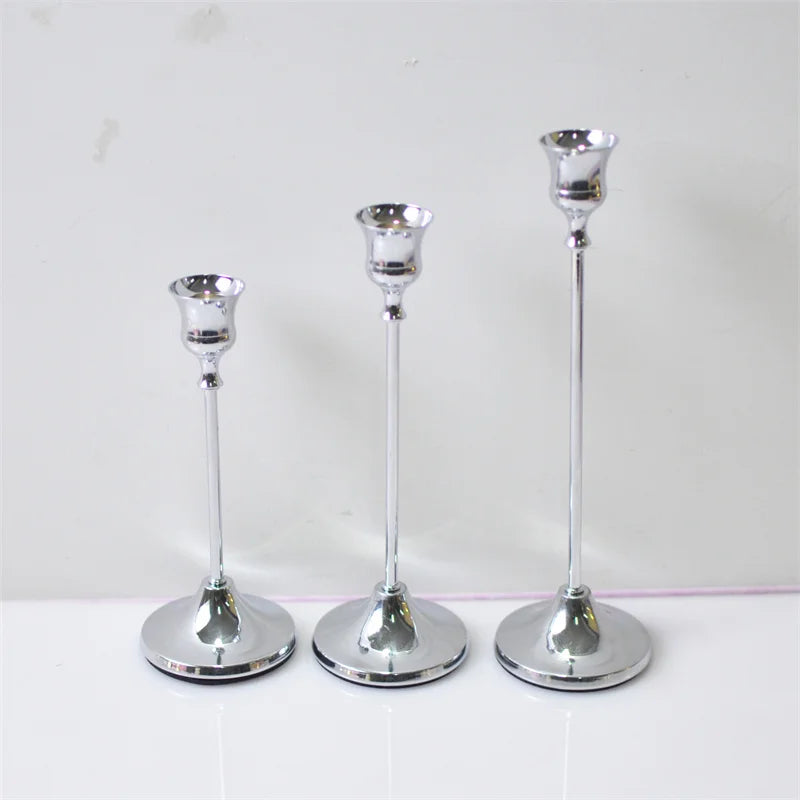 lot de 3 bougeoirs vintage en métal pour décoration et événements festifs