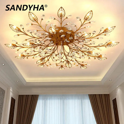 SANDYHA moderne nordique lustres de plafond lumière LED cristal salon salle à manger chambre luxe branche Lampara Techo Para Sala - vue 2 sur 18