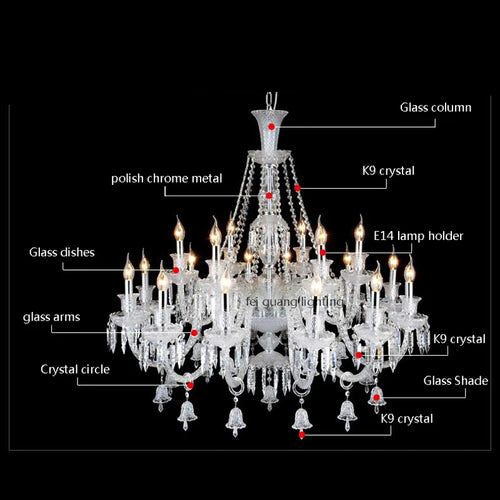 lustre en cristal moderne avec éclairage led design élégant - vue 6 sur 14