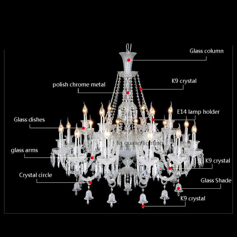 lustre en cristal moderne avec éclairage led design élégant - vue 5 sur 14
