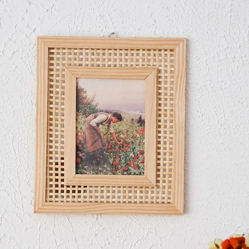 cadre photo bohème en osier pour décoration unique et moderne - vue 4 sur 7