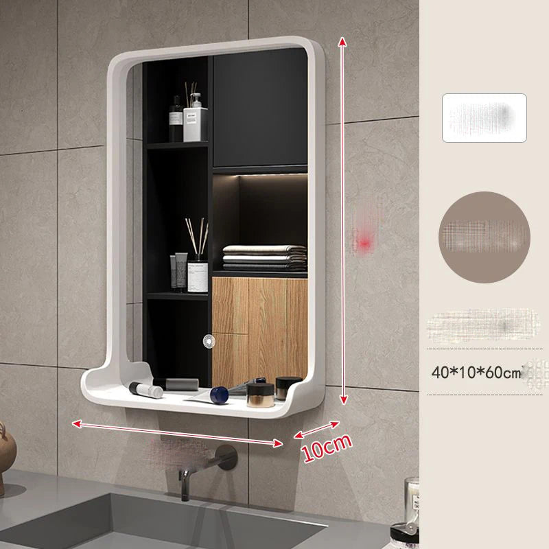 miroir nordique en bois massif pour salle de bain suspendu - vue 11 sur 12