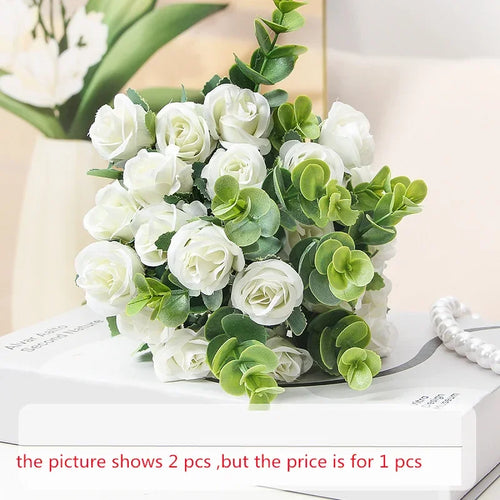 bouquet de roses artificielles eucalyptus décorations florales polyvalentes - vue 12 sur 12