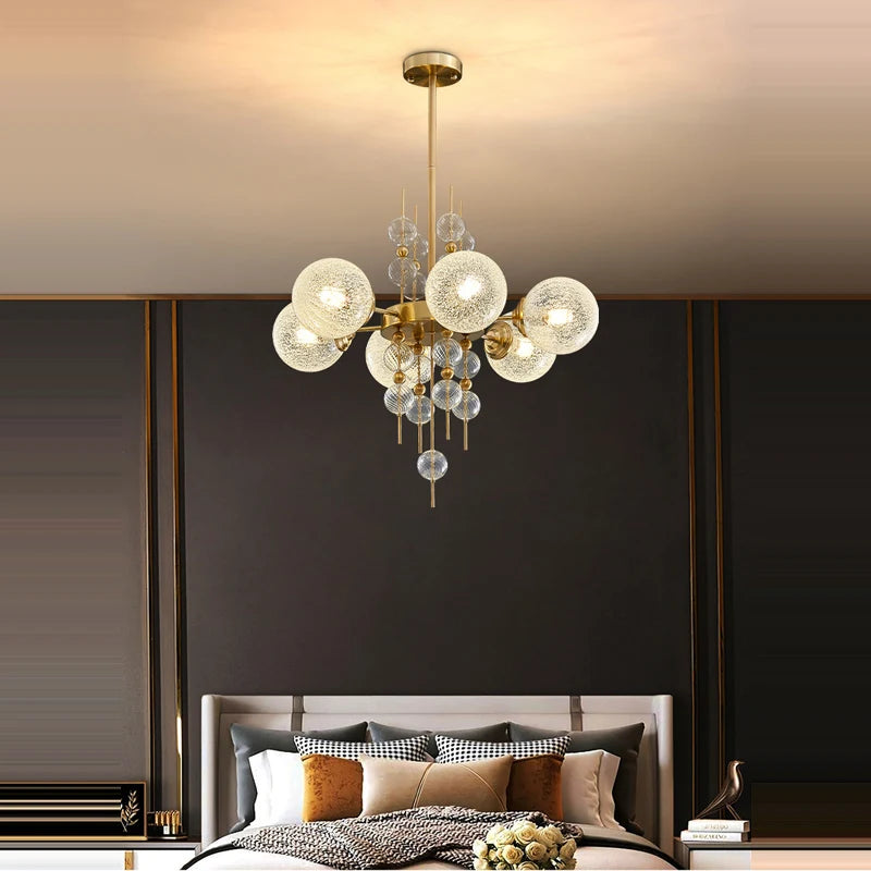 lustre à bulles classique en chrome doré tendance 2024 avec éclairage led - vue 2 sur 9