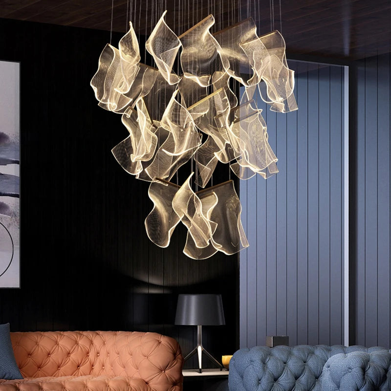 Nordic Modern Luxury Attic Chandelier Living Room Dining Room Dining Table Chandelier Hotel Lobby Staircase Hanging Chandelier - vue 3 sur 12