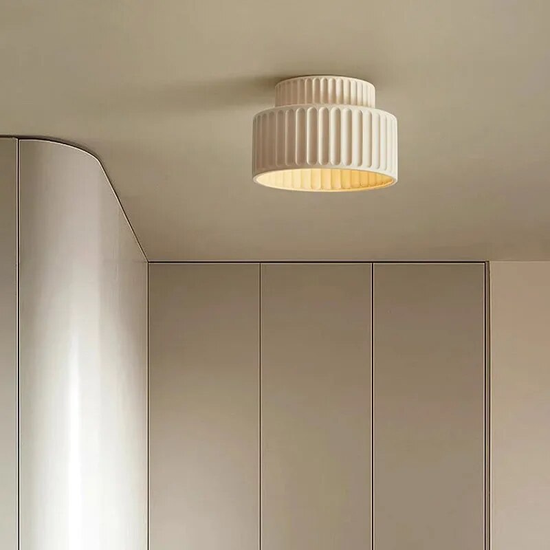 plafonnier led nordique crémeux décor maison luminaire - vue 3 sur 9