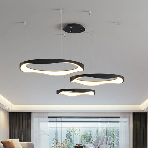 lustre circulaire à led design nordique moderne et créatif - vue 2 sur 20
