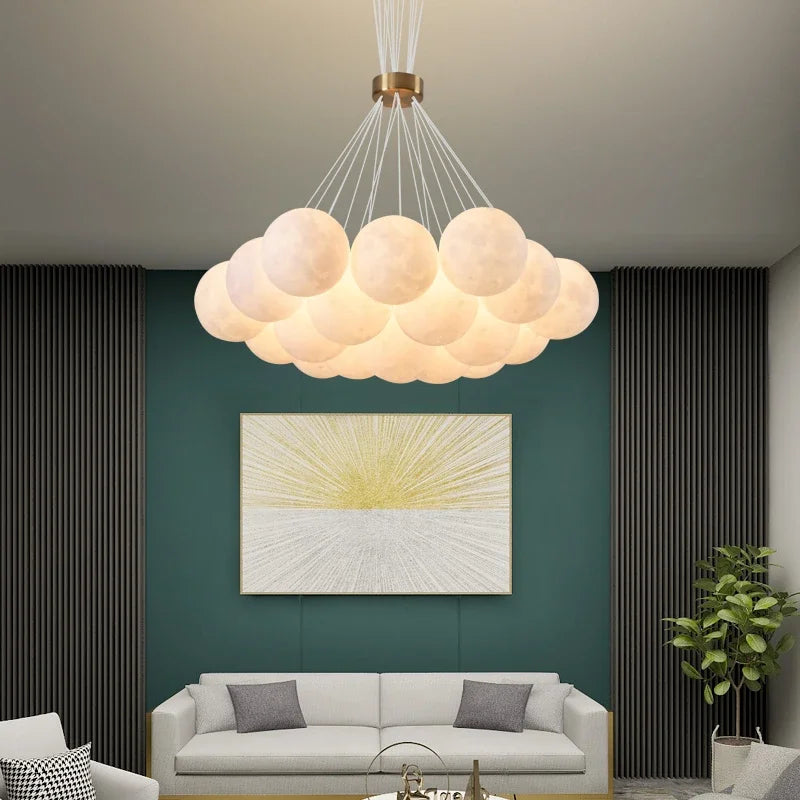 lustre led 3d lune bulle boule suspension décoration luminaires - vue 5 sur 12