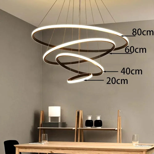 lustre moderne rond à trois cercles design élégant - vue 14 sur 13