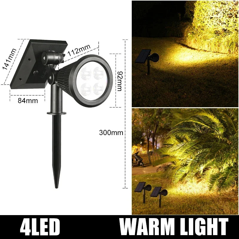 Projecteurs solaires extérieur étanche lumière solaire mur sol lumières solaires pour jardin piscine arbre étang voie paysage cour pelouse - vue 9 sur 9