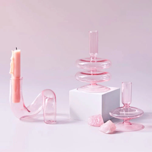 bougeoir en verre conique pour table de mariage et décoration nordique - vue 5 sur 28