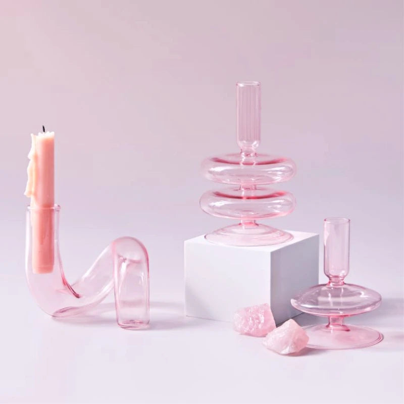 bougeoir en verre conique pour table de mariage et décoration nordique - vue 4 sur 28