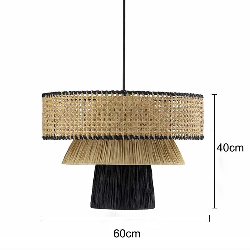 lustre en rotin style japonais fait à la main créatif - vue 17 sur 17
