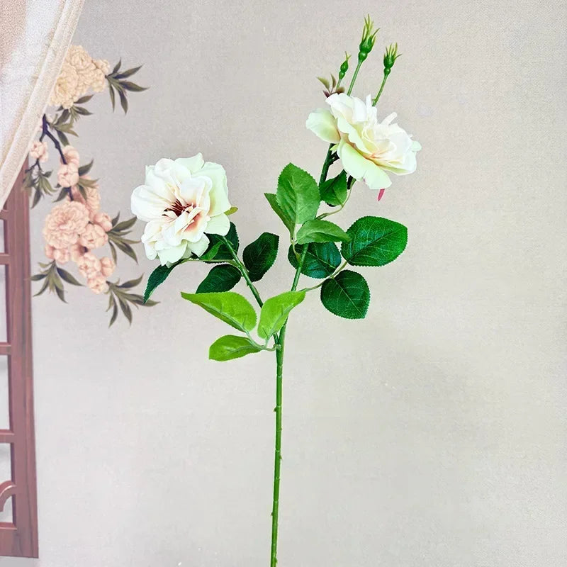 fleurs artificielles deux têtes roses décoration élégante pour intérieur - vue 9 sur 10