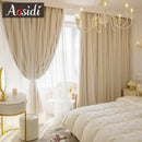 Rideau occultant double couche style japonais pour chambre