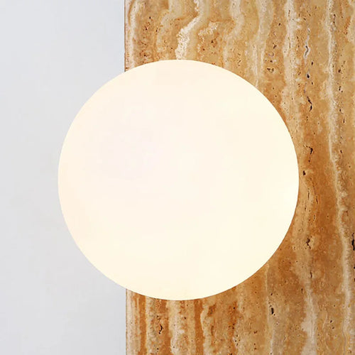 applique murale en pierre naturelle avec demi-cercle en verre blanc - vue 7 sur 7