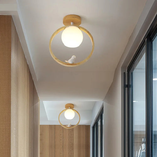 plafonnier nordique en bois led avec 3 températures de lumière - vue 6 sur 14