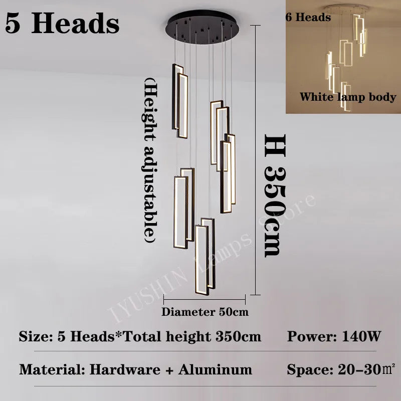 lustre moderne à led pour décoration créative en duplex - vue 8 sur 9