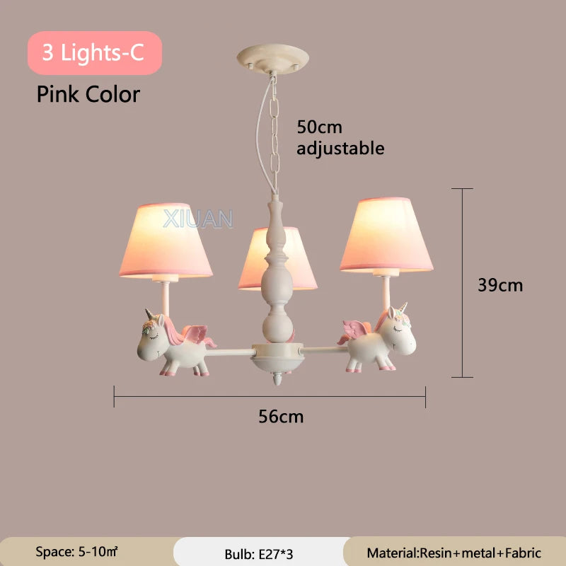 lustre licorne dessin animé pour chambre d'enfant suspendu - vue 16 sur 24