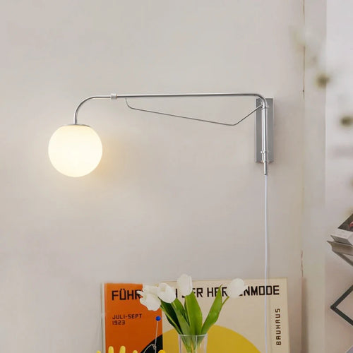 applique murale led avec bras à bascule en verre pour lecture - vue 3 sur 7