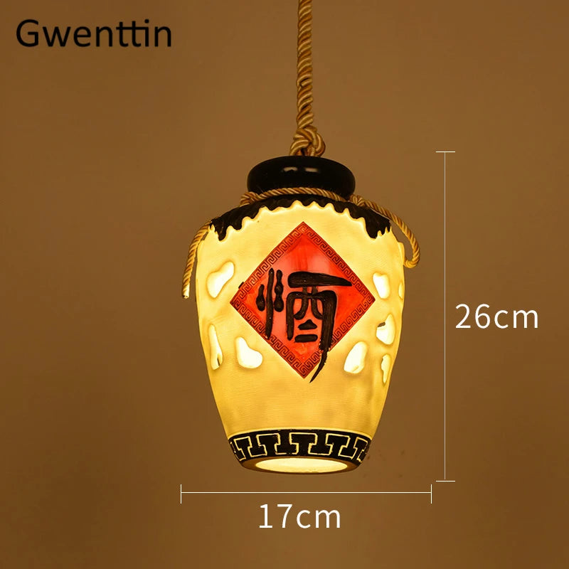 suspension pot à vin style chinois pour décoration intérieure - vue 9 sur 12