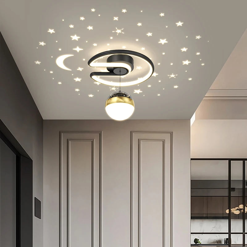 Noir gris 28W LED plafonnier pour couloir boule de verre nuances Foyer allée éclairage intérieur Luminaire Lustre effet étoile - vue 3 sur 8