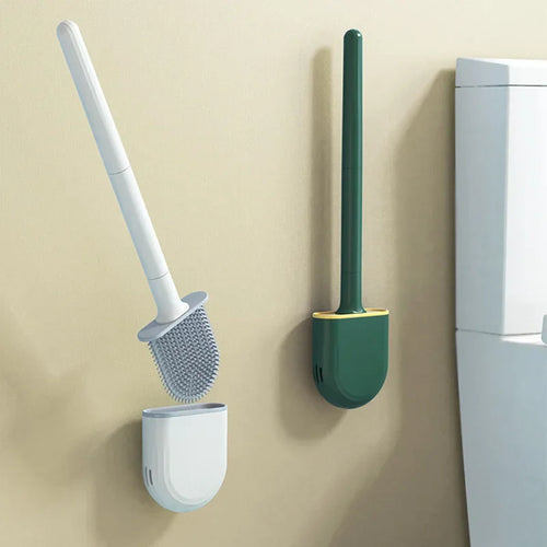 brosse de toilette en silicone avec support et poils souples - vue 3 sur 11