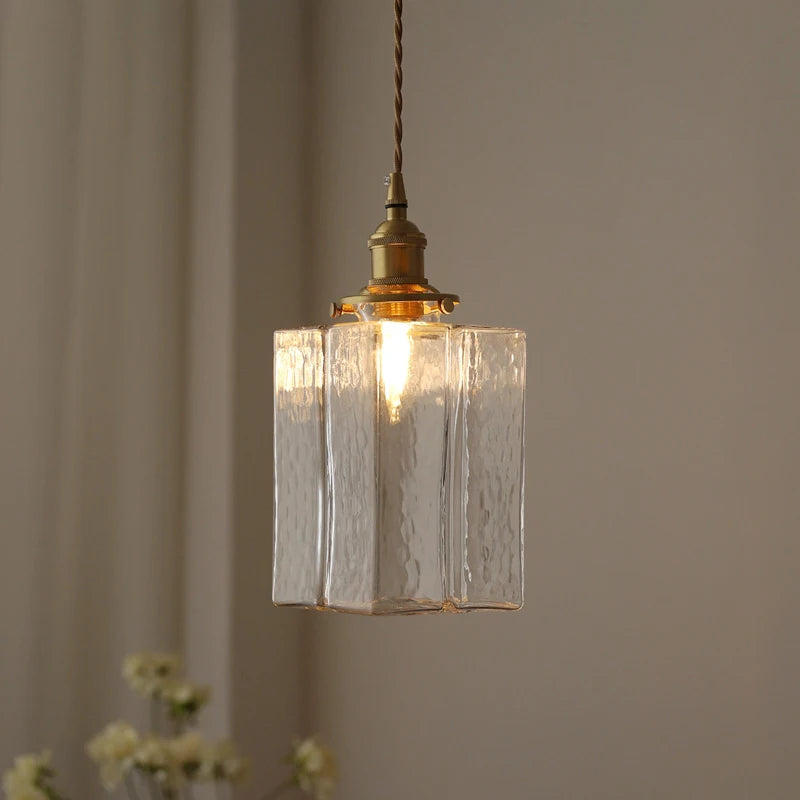 lustre japonais en verre minimaliste moderne avec éclairage led - vue 4 sur 9