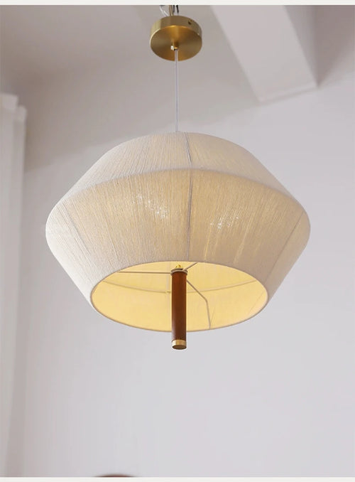 suspension nordique rétro en corde de chanvre et rotin à led - vue 4 sur 9