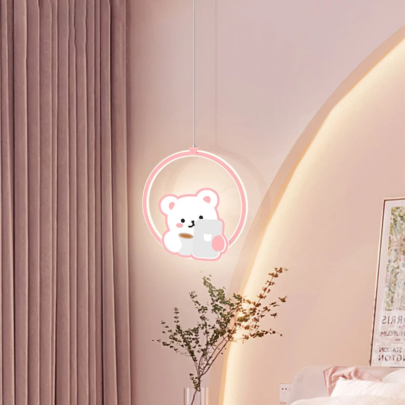 suspension mignonne vache ours rose pour chambre enfant - vue 3 sur 10