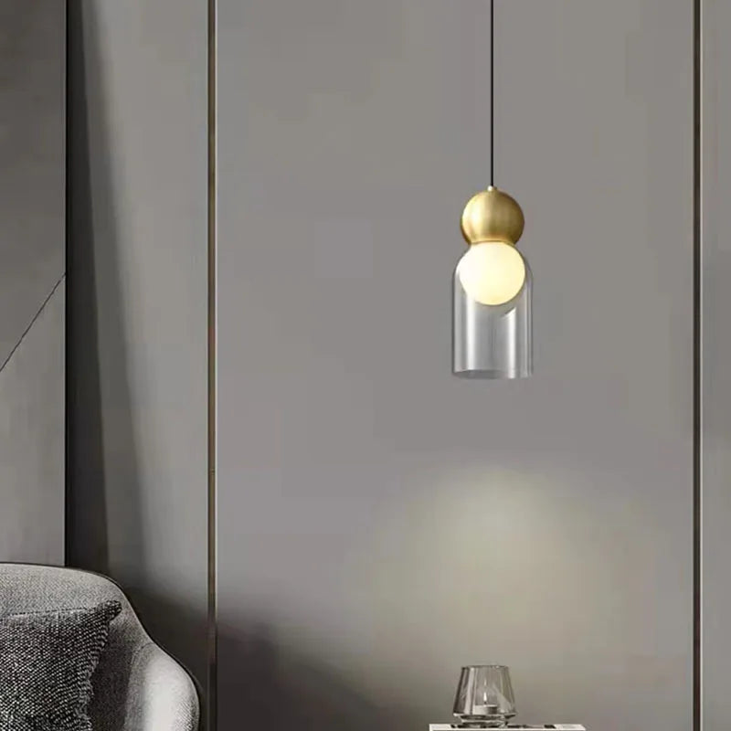 suspension moderne en verre transparent décorative et réglable - vue 4 sur 10