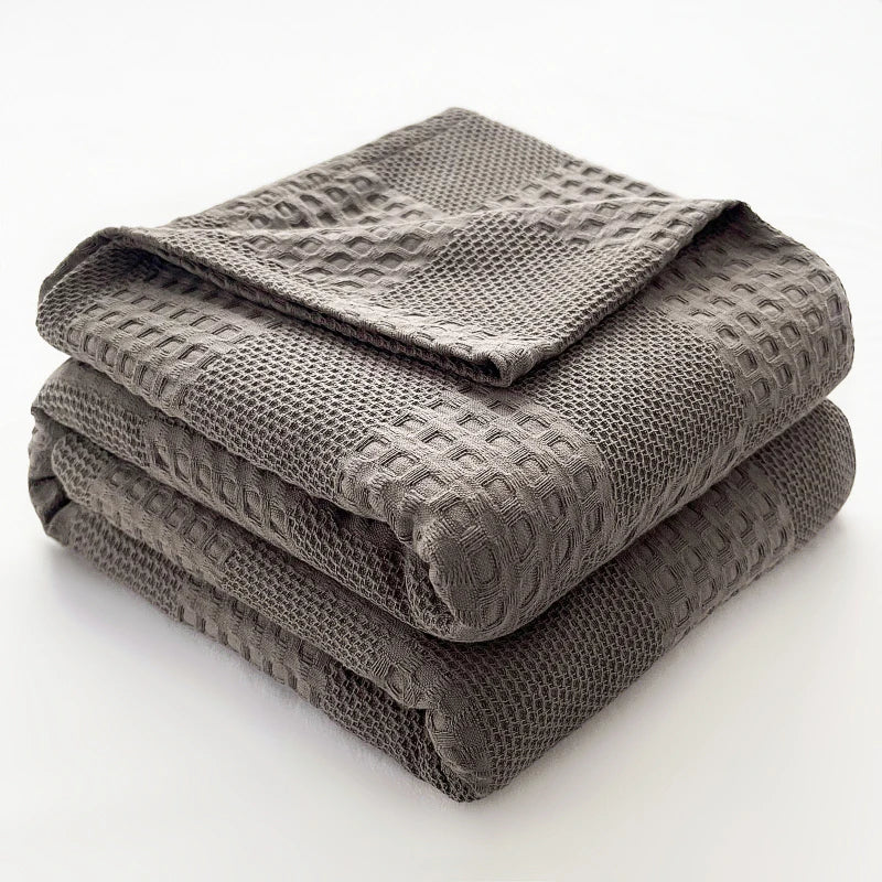 plaid coton gaufré léger pour canapé et chambre