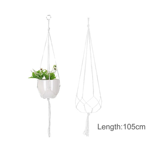 paniers suspendus en macramé pour plantes décoratives à accrocher - vue 12 sur 19
