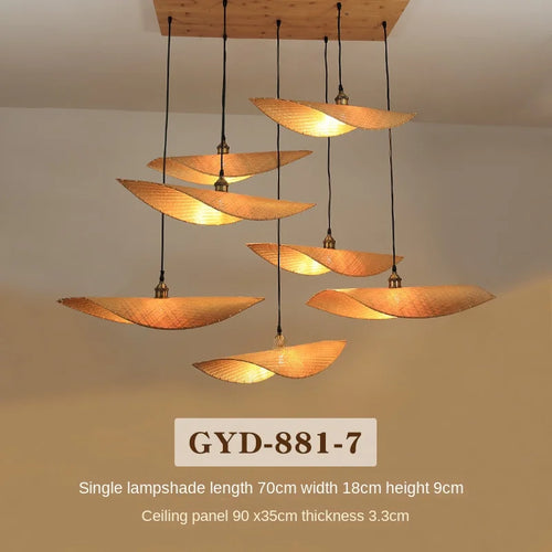 lustre en bambou style japonais pour décoration zen asiatique - vue 9 sur 11