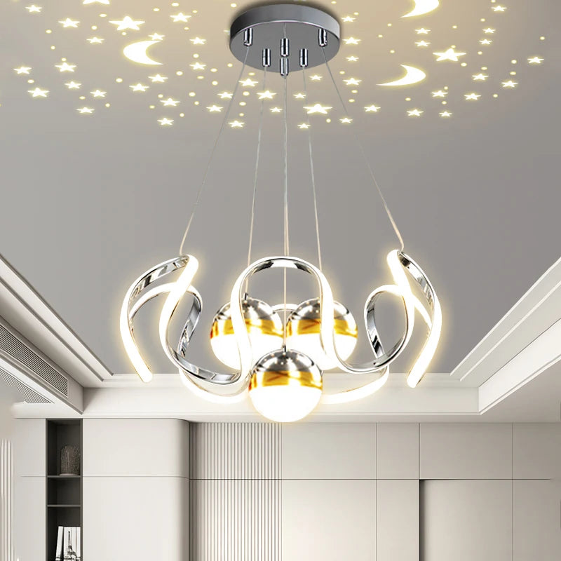 lustre moderne led décoration maison mode plafonnier luminaires - vue 5 sur 15