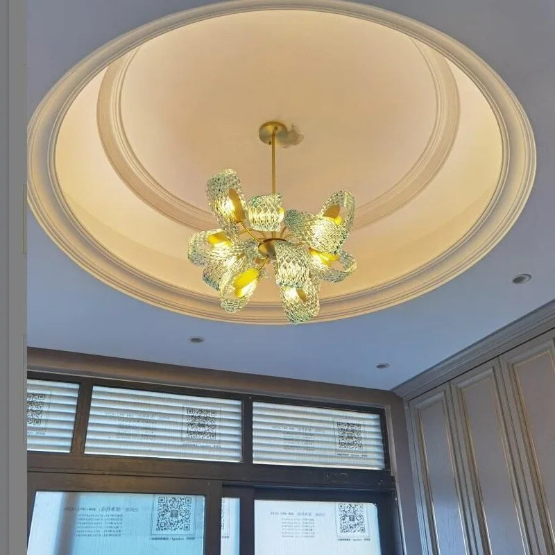 lustre de luxe moderne 2022 en laiton verre pour décoration maison - vue 6 sur 9