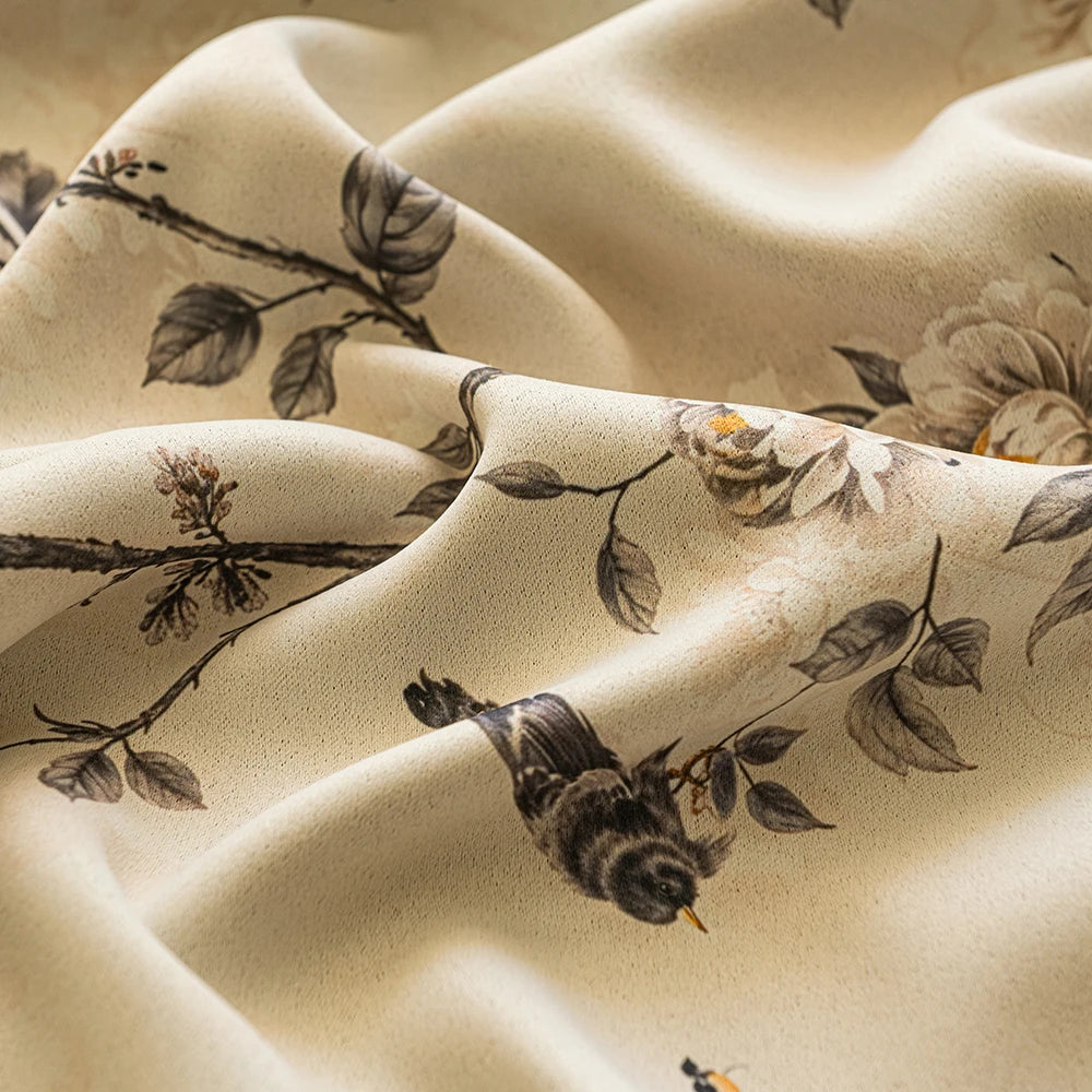 Rideau occultant floral style chinois pour salon chambre - vue 5 sur 7