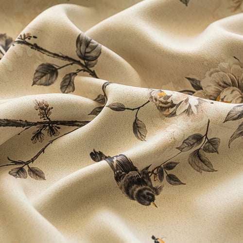 Rideau occultant floral style chinois pour salon chambre - vue 6 sur 7