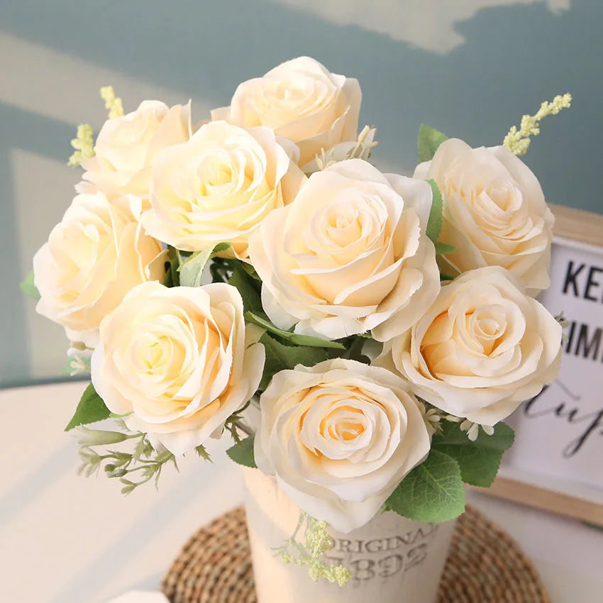 bouquet de roses artificielles pour mariage et décoration intérieure - vue 8 sur 12