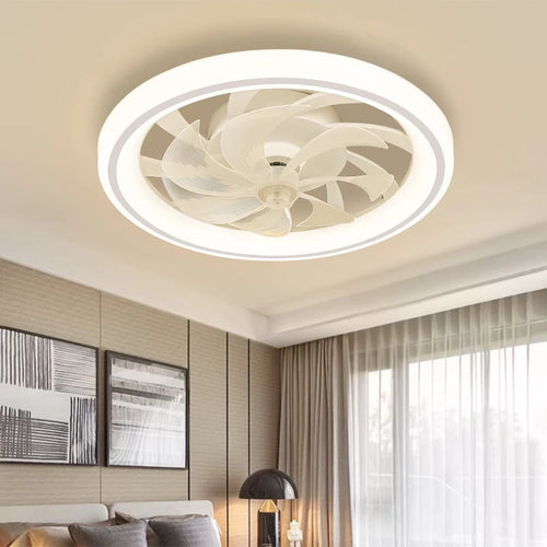 ventilateur intelligent avec lumières et télécommande décoratif - vue 2 sur 9