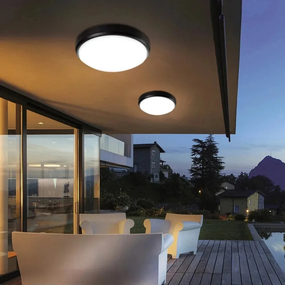 plafonnier étanche intérieur extérieur led 6000k design moderne - vue 6 sur 7