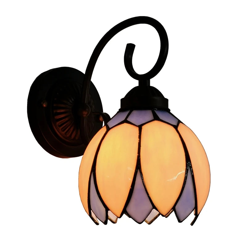 applique murale lotus style tiffany verre courbé éclairage moderne - vue 5 sur 5