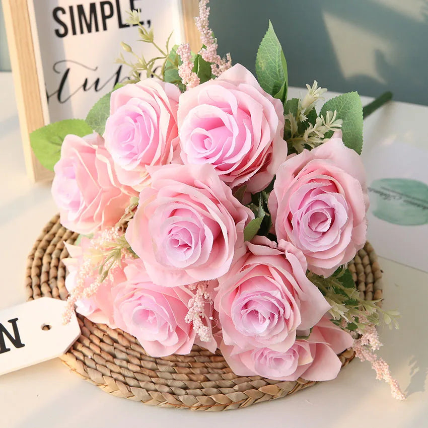 bouquet de roses artificielles pour mariage et décoration intérieure - vue 5 sur 12