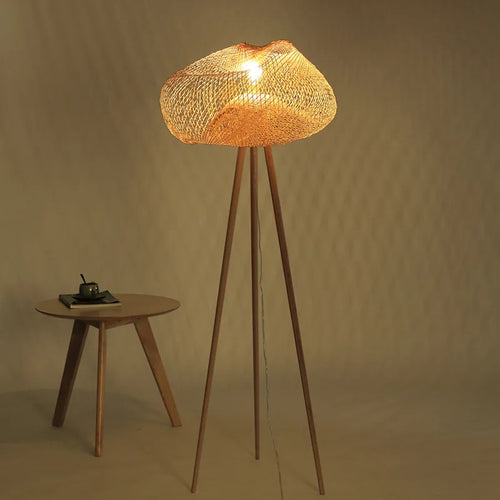 lampadaire japonais retro art en bambou pour intérieur élégant - vue 5 sur 9
