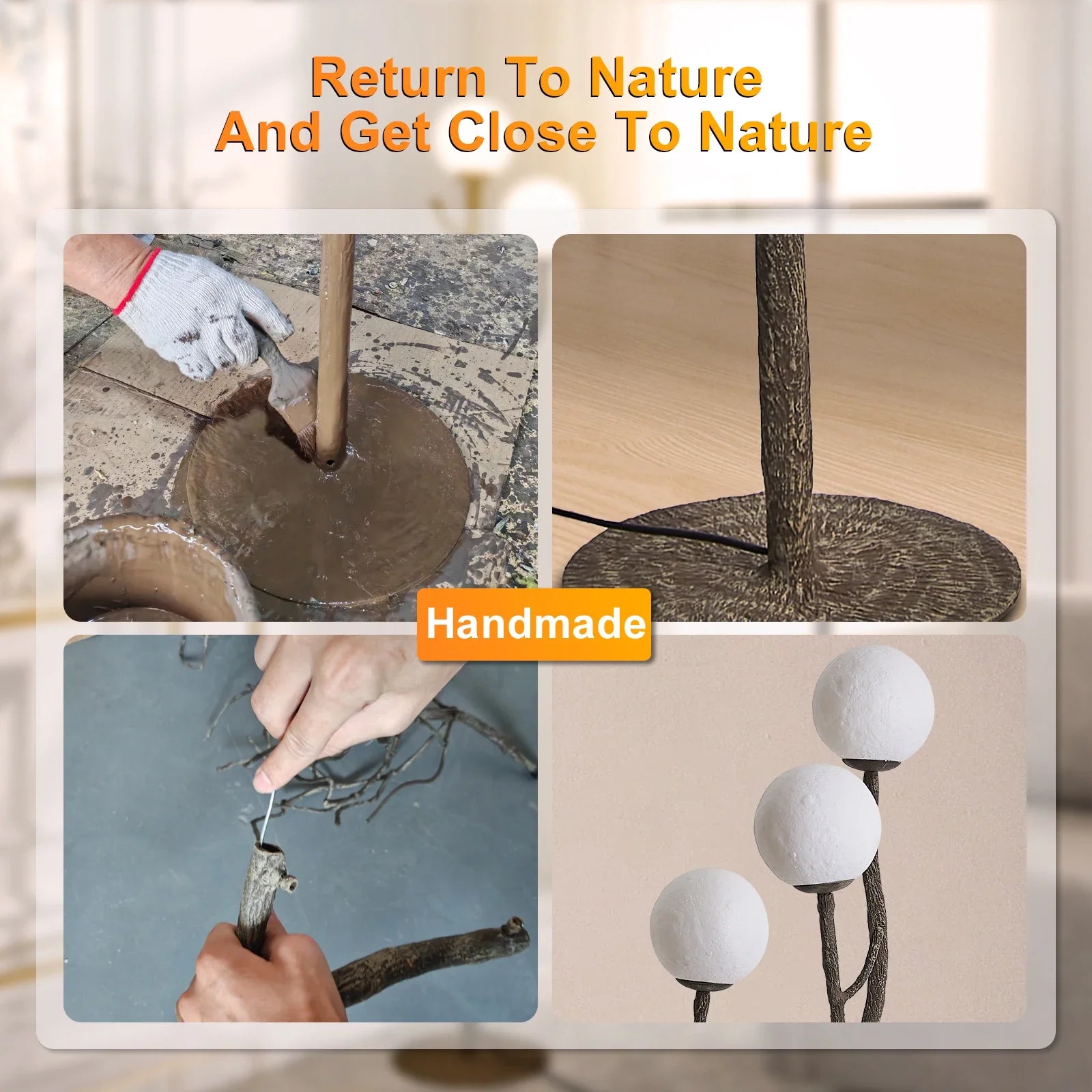 lampadaire en métal artisanal inspiré de la nature - vue 6 sur 7