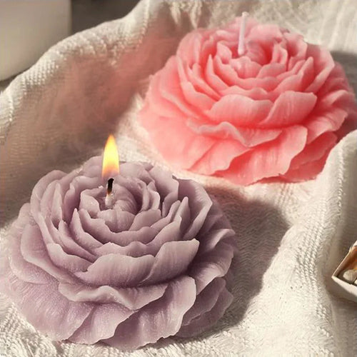 bougie parfumée fleur de pivoine en cire de soja décorative - vue 2 sur 10